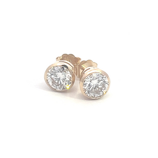 14K GOLD LAB GROWN DIAMOND BEZEL SET PUSHBACK STUD EARRINGS (0.50TCW - 3.00TCW)
