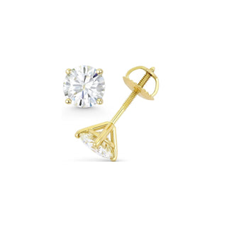 14K GOLD LAB GROWN DIAMOND MARTINI FOUR PRONG SCREWBACK STUD EARRINGS (0.50TCW-5.00TCW)