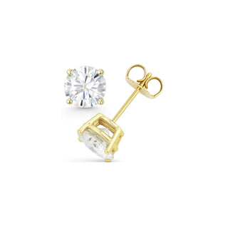 14K GOLD LAB GROWN DIAMOND CLASSIC FOUR PRONG PUSHBACK STUD EARRINGS (0.50TCW-5.00TCW)