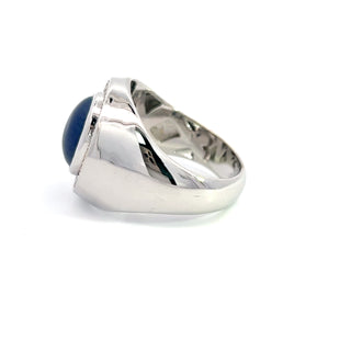 14K WHITE GOLD SAPPHIRE & DIAMOND RING