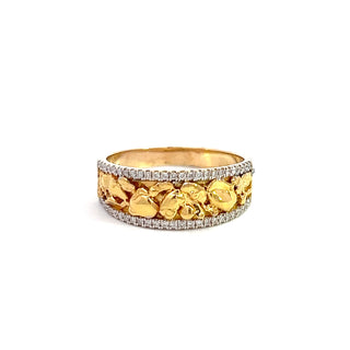 14K Y/G GOLD NUGGET AND DIAMOND RING 0.45CT