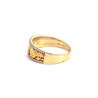 14K Y/G GOLD NUGGET AND DIAMOND RING 0.45CT