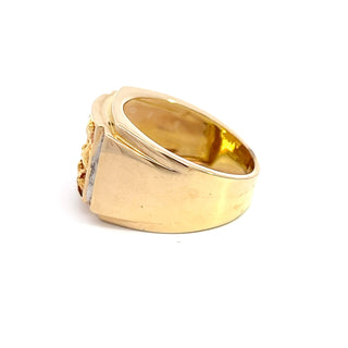 14K Y/G GOLD NUGGET & DIAMOND RING 0.30CT