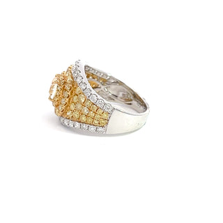 18K GOLD TWO TONE DIAMOND FASHION RING 3.25CT