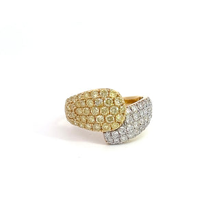 18K YELLOW GOLD TWO TONE DIAMOND FASHION RING 2CT