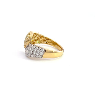 18K YELLOW GOLD TWO TONE DIAMOND FASHION RING 2CT