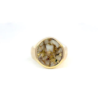 Gold Quartz Ring 14k Yellow Gold