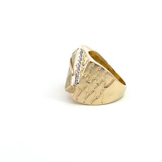 Gold Quartz Diamond Ring 14K Yellow Gold