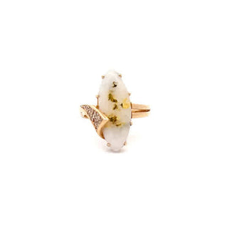 Gold Quartz Diamond Ring 14k Yellow Gold