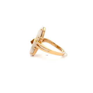Gold Quartz Diamond Ring 14k Yellow Gold