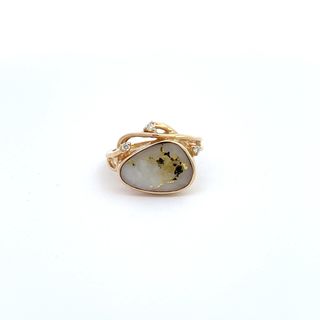 Gold Quartz Ring 14k Yellow Gold
