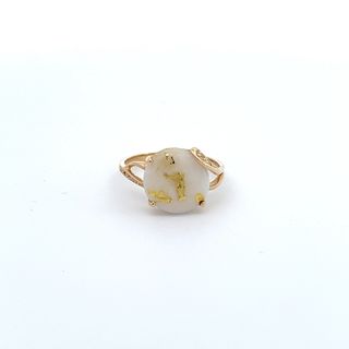 Gold Quartz Round Ring 14k Yellow Gold