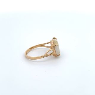 Gold Quartz Round Ring 14k Yellow Gold