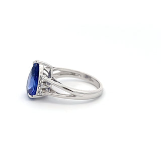 14K WHITE GOLD TANZANITE RING WITH DIAMONDS 4.00 CTS