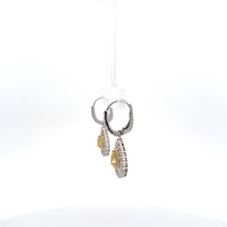 18K WHITE GOLD YELLOW DIAMOND EARRINGS 0.80 CTS