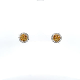 14K WHITE/YELLOW GOLD ORANGE DIAMOND EARRINGS 0.85 CTS