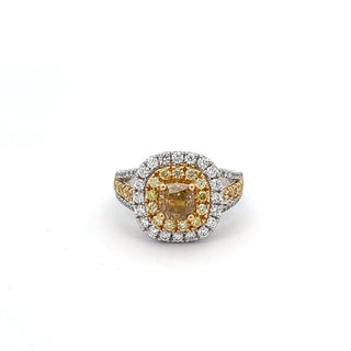 14K WHITE/YELLOW GOLD YELLOW DIAMOND RING 2.10 CTS