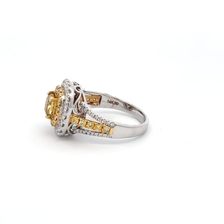 14K WHITE/YELLOW GOLD YELLOW DIAMOND RING 2.10 CTS