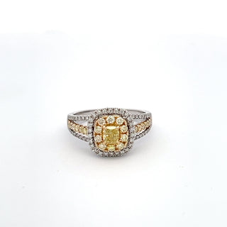 14K WHITE/YELLOW GOLD YELLOW DIAMOND RING 0.40 CTS