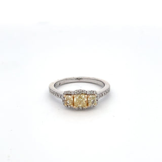 14K WHITE/YELLOW GOLD YELLOW DIAMOND RING 0.95 CTS