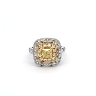 18K WHITE/YELLOW GOLD YELLOW DIAMOND RING 1.30 CTS