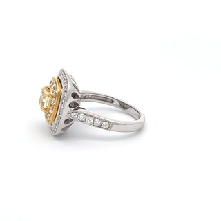 18K WHITE/YELLOW GOLD YELLOW DIAMOND RING 1.30 CTS