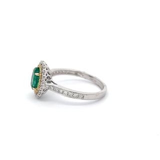 14K WHITE/YELLOW GOLD EMERALD AND DIAMOND RING 2.15 CTS