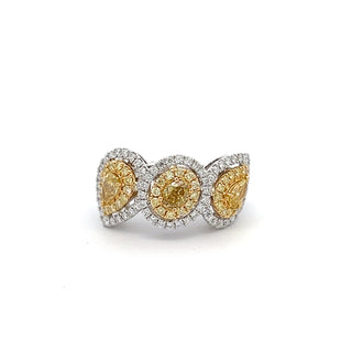 18K WHITE/YELLOW GOLD YELLOW DIAMOND RING 1.45 CTS