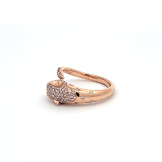 14K ROSE GOLD PINK DIAMOND PANTHER RING 0.65 CTS