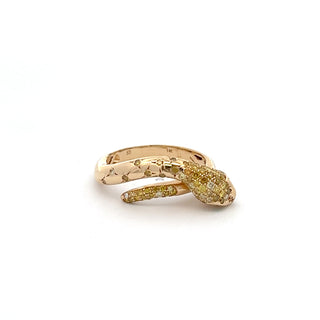 14K YELLOW GOLD YELLOW DIAMOND SNAKE RING 0.70 CTS