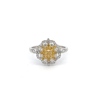 14K WHITE/YELLOW GOLD YELLOW DIAMOND RING 0.40 CTS