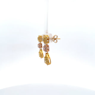 18K YELLOW/ROSE GOLD YELLOW/PINK DIAMOND EARRINGS 2.80 CTS
