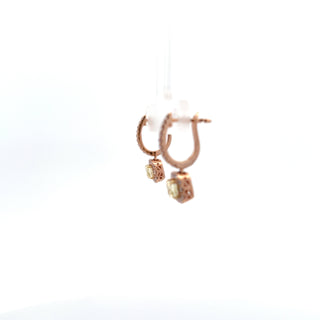 14K ROSE/YELLOW GOLD PINK/YELLOW DIAMOND EARRINGS 1.20 CTS