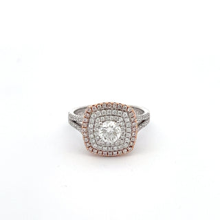 14K WHITE/ROSE GOLD PINK/WHITE DIAMOND RING 0.85 CTS