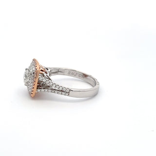 14K WHITE/ROSE GOLD PINK/WHITE DIAMOND RING 0.85 CTS