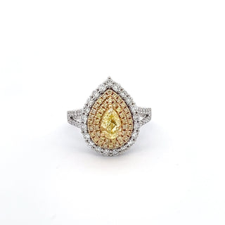 14K WHITE/YELLOW GOLD YELLOW DIAMOND RING 1.20 CTS