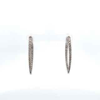 14K WHITE GOLD DIAMOND INSIDE AND OUT HOOPS 2.00 CTS