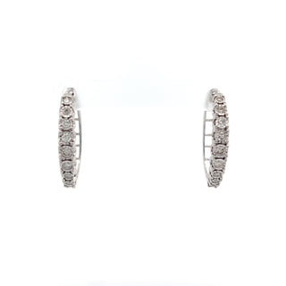 14K WHITE GOLD DIAMOND HOOPS 0.50 CTS