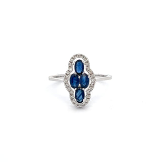 14K WHITE GOLD SAPPHIRE DIAMOND RING 1.50 CTS