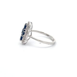 14K WHITE GOLD SAPPHIRE DIAMOND RING 1.50 CTS