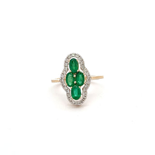 14K YELLOW GOLD EMERALD DIAMOND RING 1.15 CTS