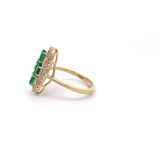 14K YELLOW GOLD EMERALD DIAMOND RING 1.15 CTS
