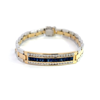 14K GOLD SAPPHIRE & DIAMOND BRACELET 4.00CT
