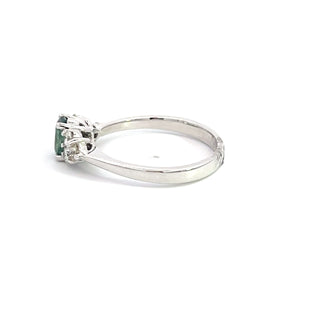 14K WHITE GOLD ALEXANDRITE AND DIAMOND RING 1.00CT