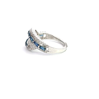 14K WHITE GOLD SAPPHIRE AND DIAMOND FASHION RING 1.75CT