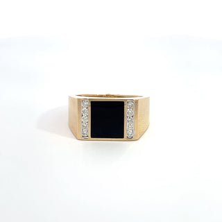 14K Y/G ONYX & DIAMOND RING 0.50CT