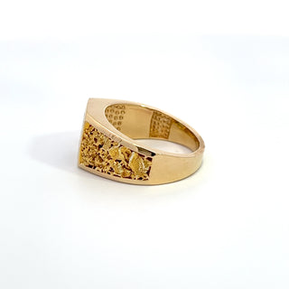 14K Y/G GOLD QUARTZ AND GOLD NUGGET RING