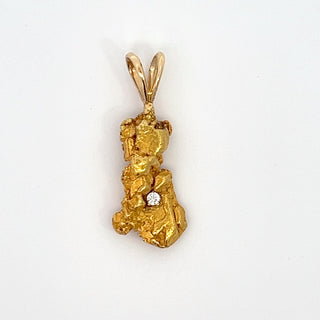 14K Y/G GOLD NUGGET AND DIAMOND PENDANT