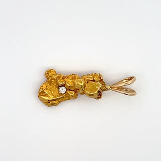14K Y/G GOLD NUGGET AND DIAMOND PENDANT