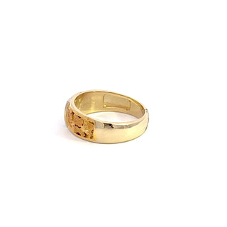 14K Y/G GOLD NUGGET AND DIAMOND FASHION RING 0.04CTS